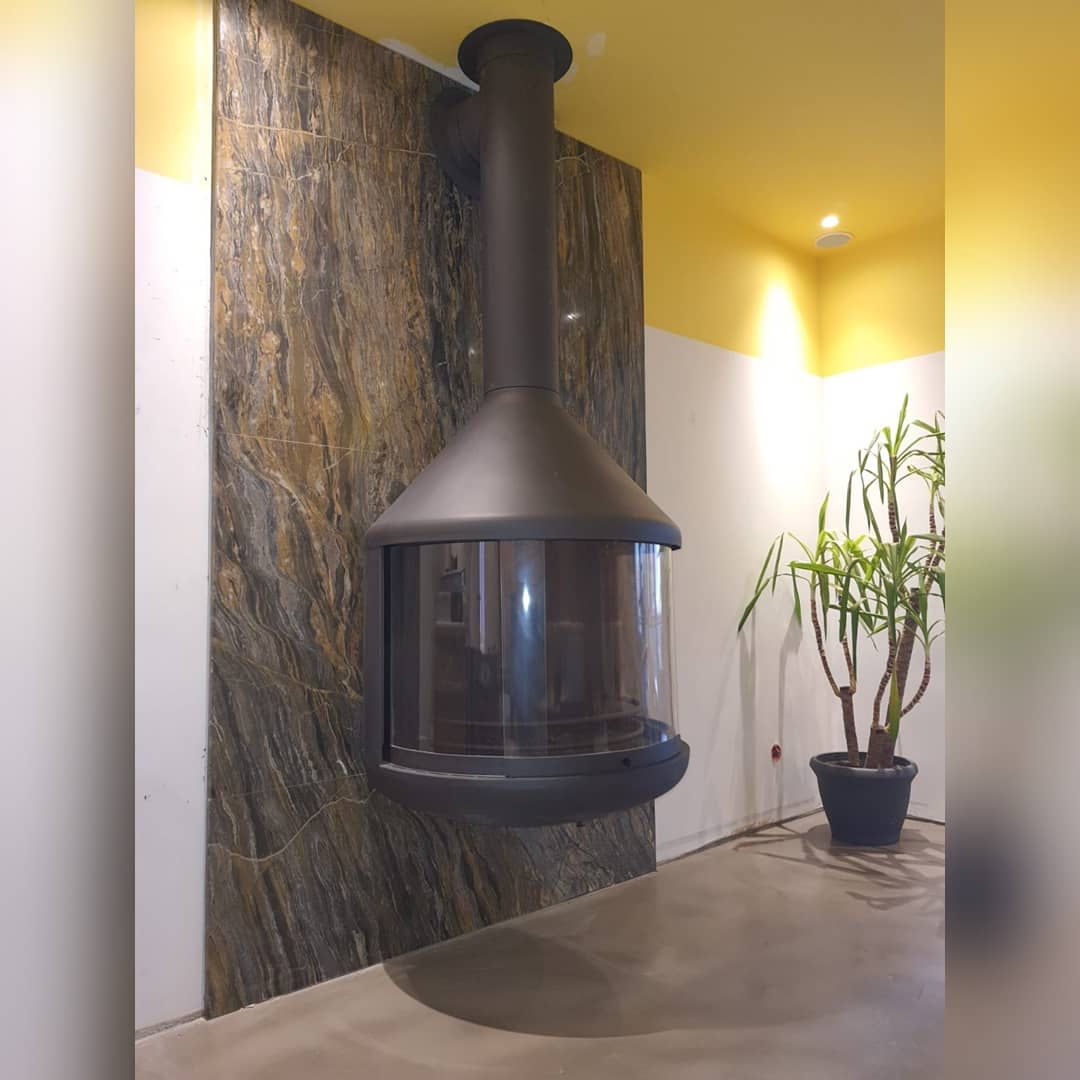 Oval Camlı Asma Şömine