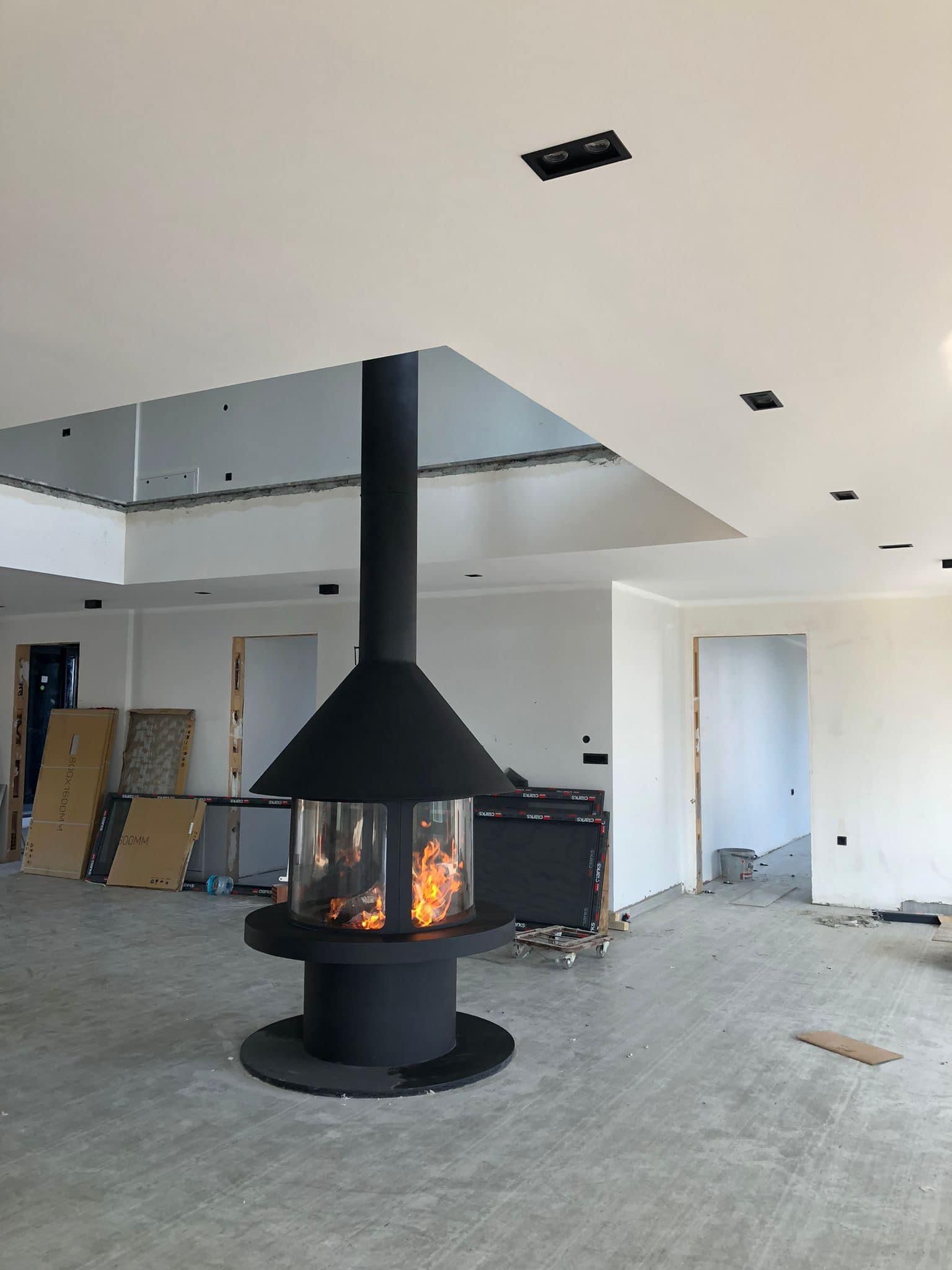 Oval Camlı Şömine